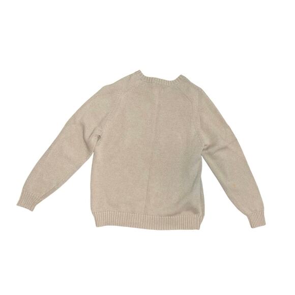 Lands End Classic Crewneck Cotton Knit Sweater Beige Large GrandpaCore Fall Cozy - Picture 2 of 6